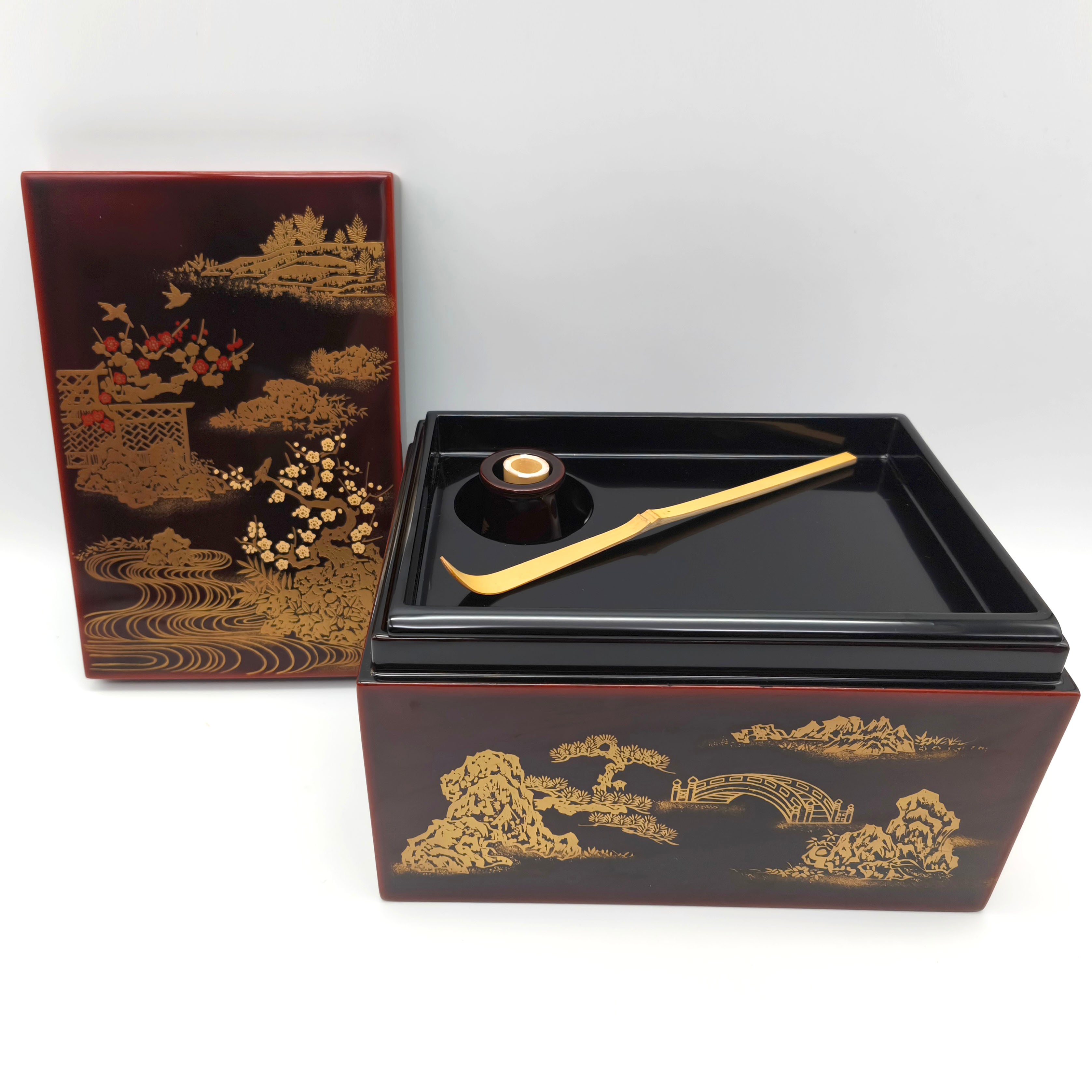 源氏物語・茶箱揃・蒔絵・橋本春路・蔭山良斉・徳川黎明会監修・茶道具