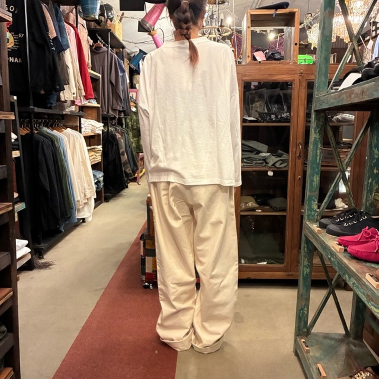 homspun 　ホームスパン　30/1天竺BIG ロングスリーブTシャツ　全4色　サラシ　ワイン　ネイビー　ブラック　コットン　綿　日本製　インナー　ホワイト