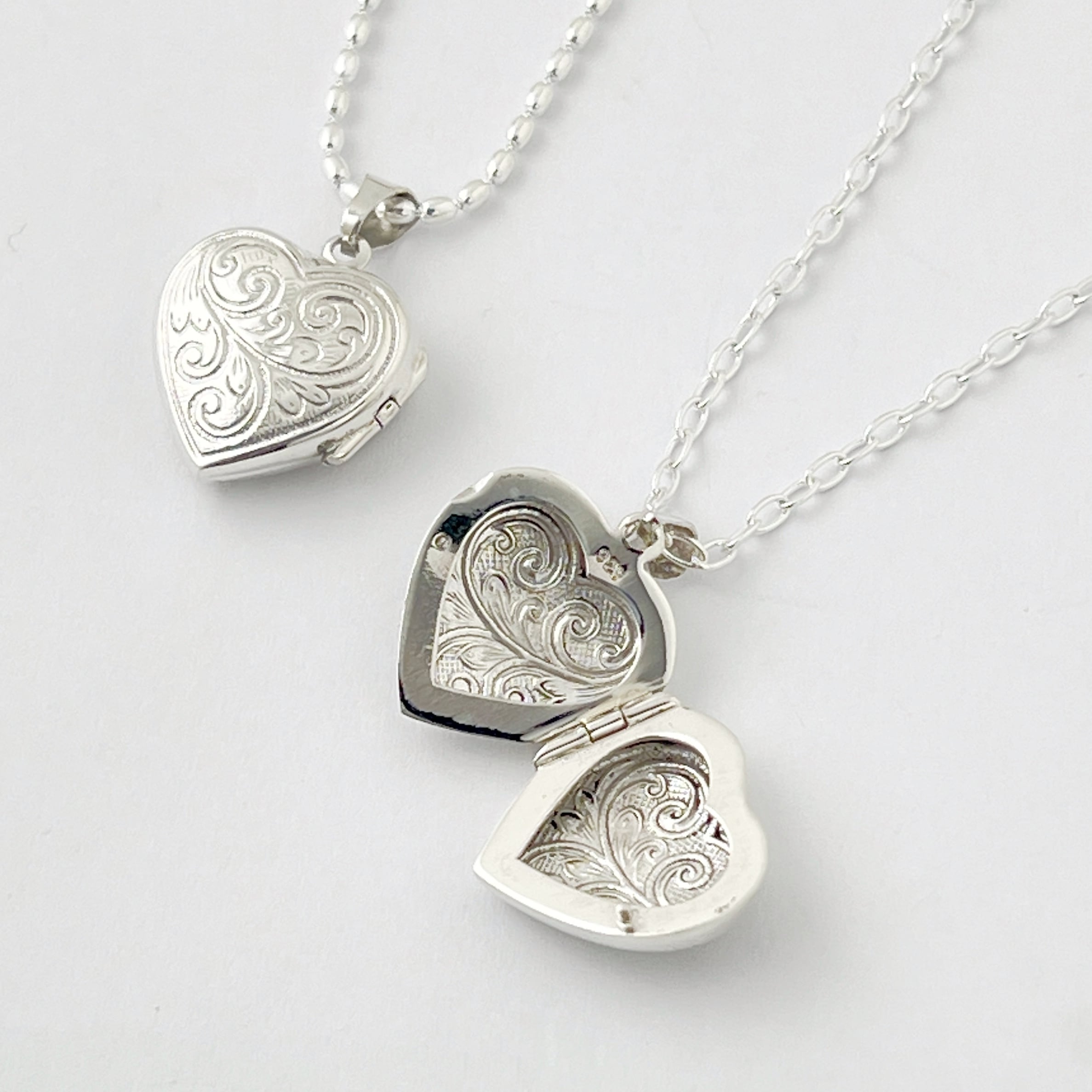 ハート 両面彫り ロケット ペンダント M size （チェーンオプション