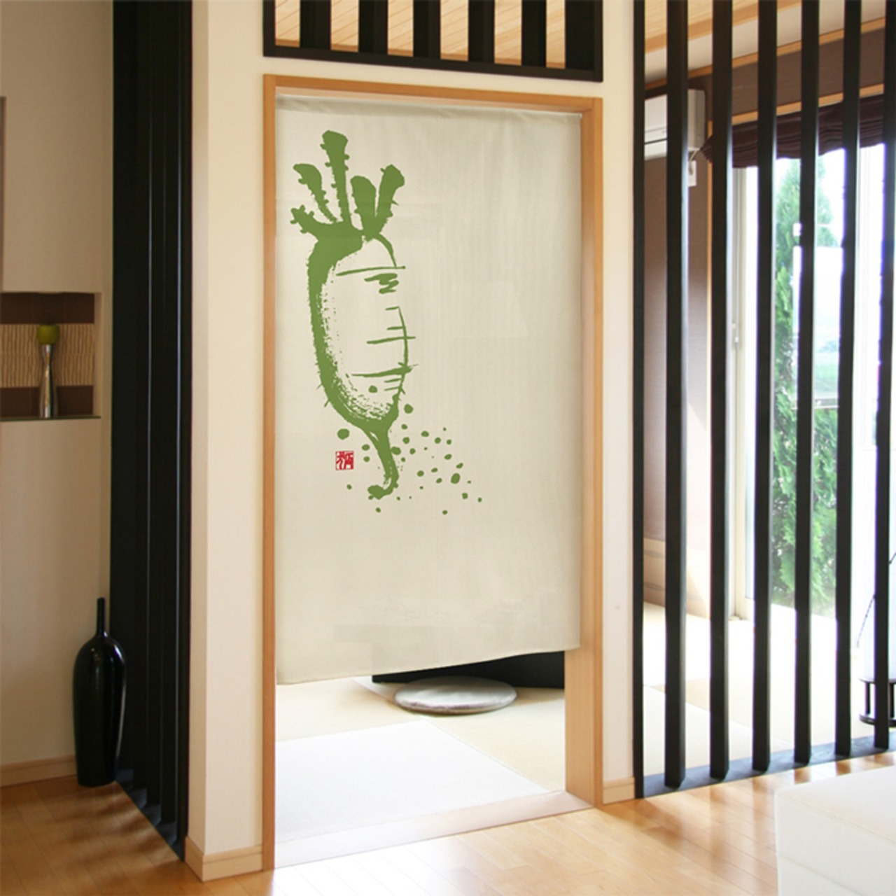 【受注生産】 のれん だいこん　緑 幅85ｘ丈150cm