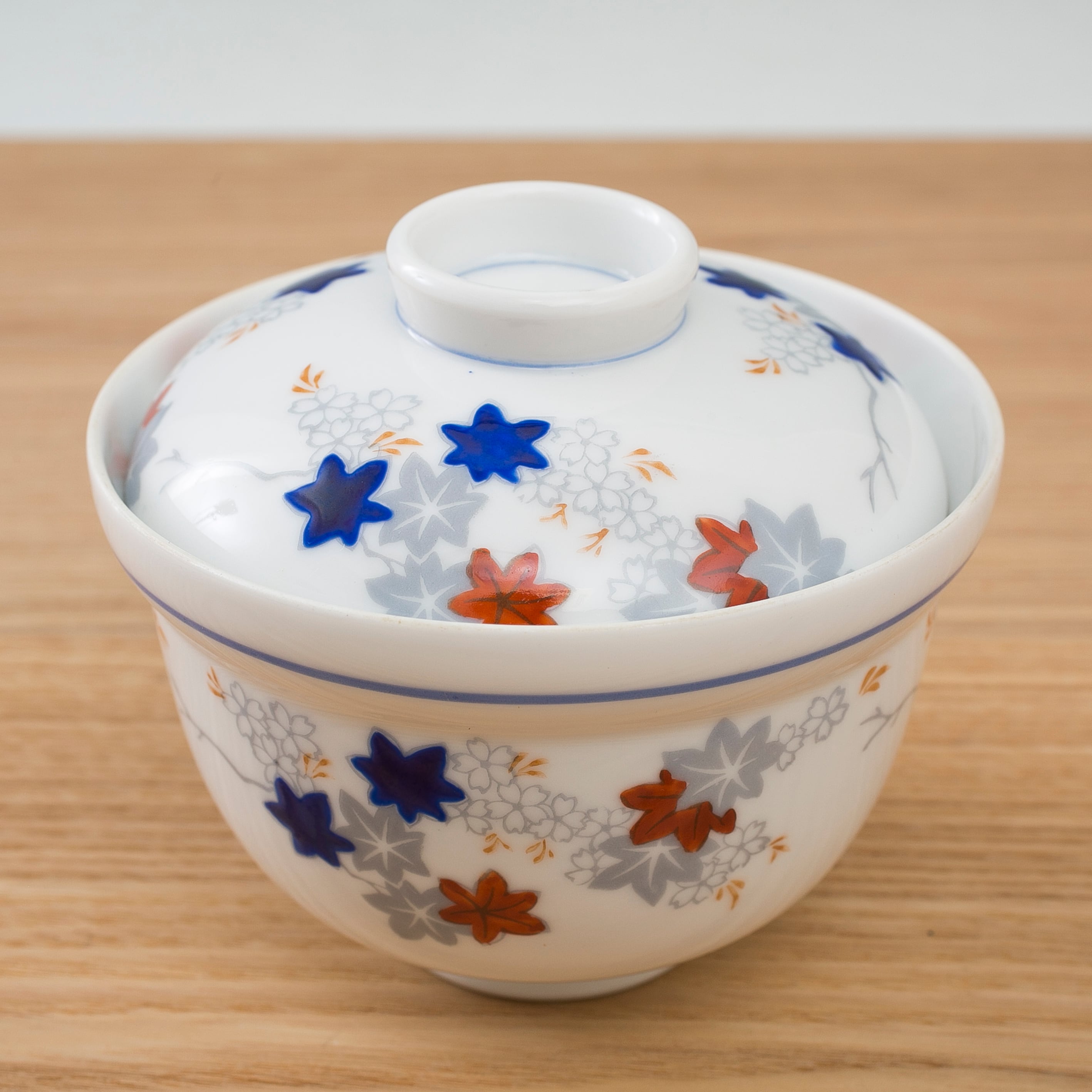 東陶 東洋陶器 雲錦 桜 紅葉 蓋付茶碗 磁器 和食器 珍品 レトロ モダン