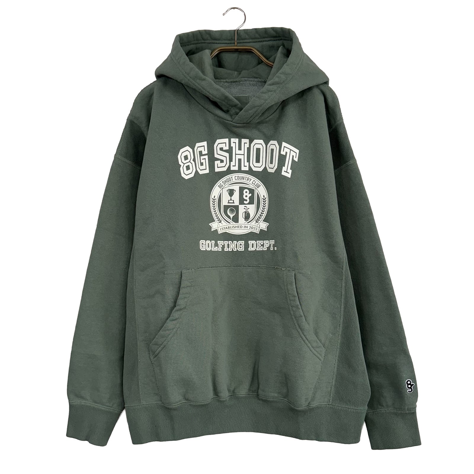 8G COLLEGE LOGO SWEAT PARKA -SAGE GREEN-