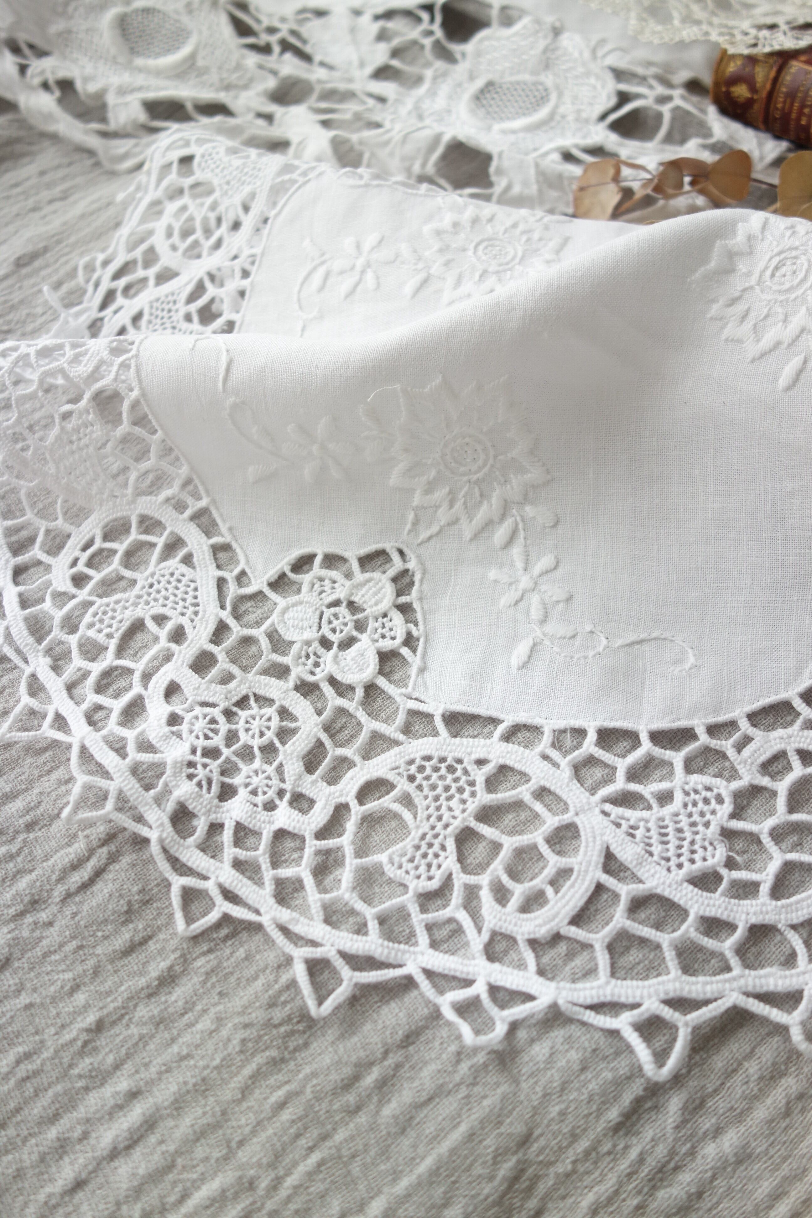 ヴィンテージ フランス 手縫いブティ クッションカバー ハンドメイド