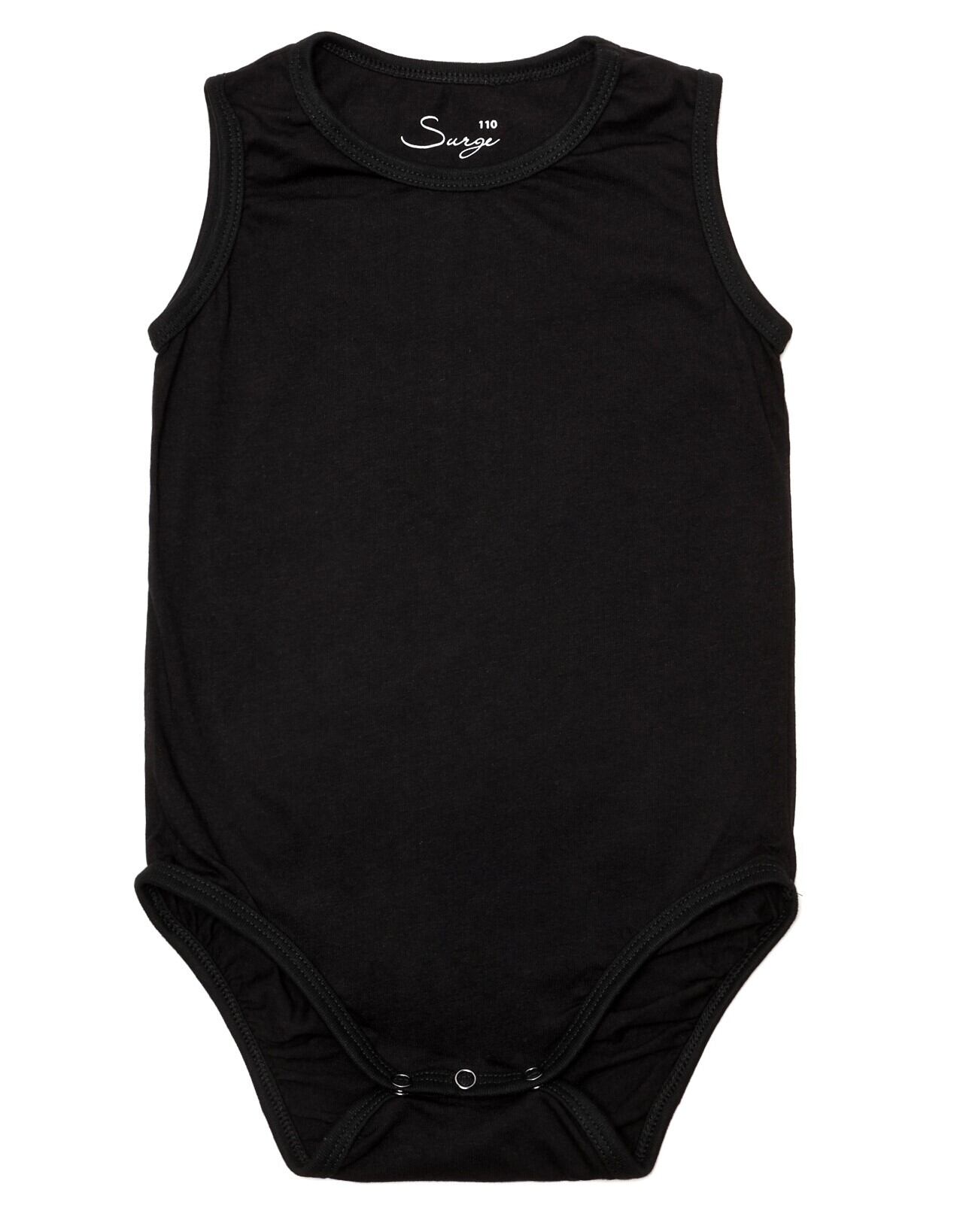 発達がゆっくりなキッズ向け 大きめロンパース タンクトップタイプ 薄手 黒 サイズ110,120 タグレス