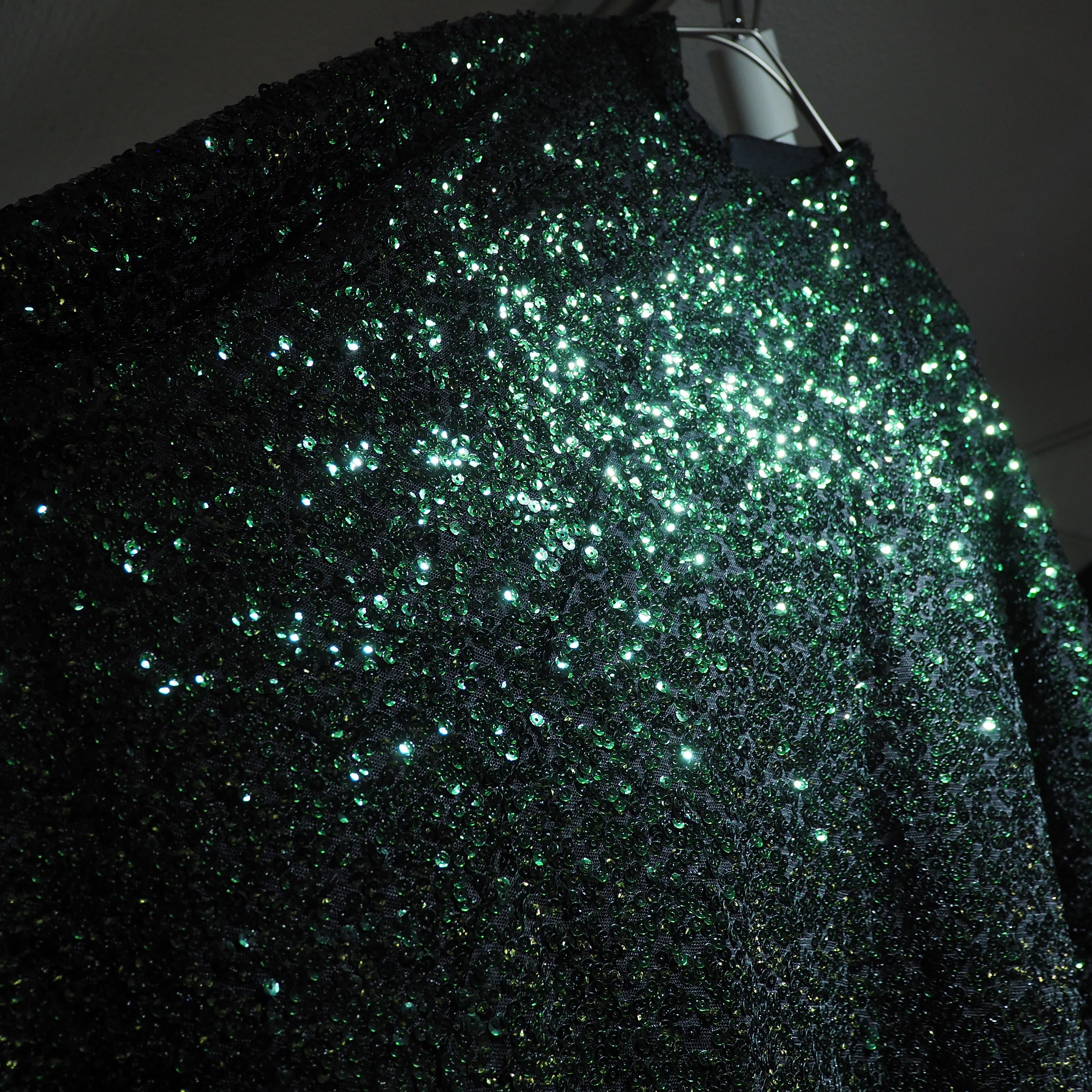 Beautiful Flip sequins Embroidery long sleeve Mock neck