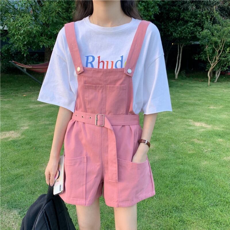 2020年夏の新バージョンの年齢を減らす大学の風とウエスタンスタイルのルーズで背の高いワイドレッグデニムストラップショーツ女性イン 1号婦人81681128804