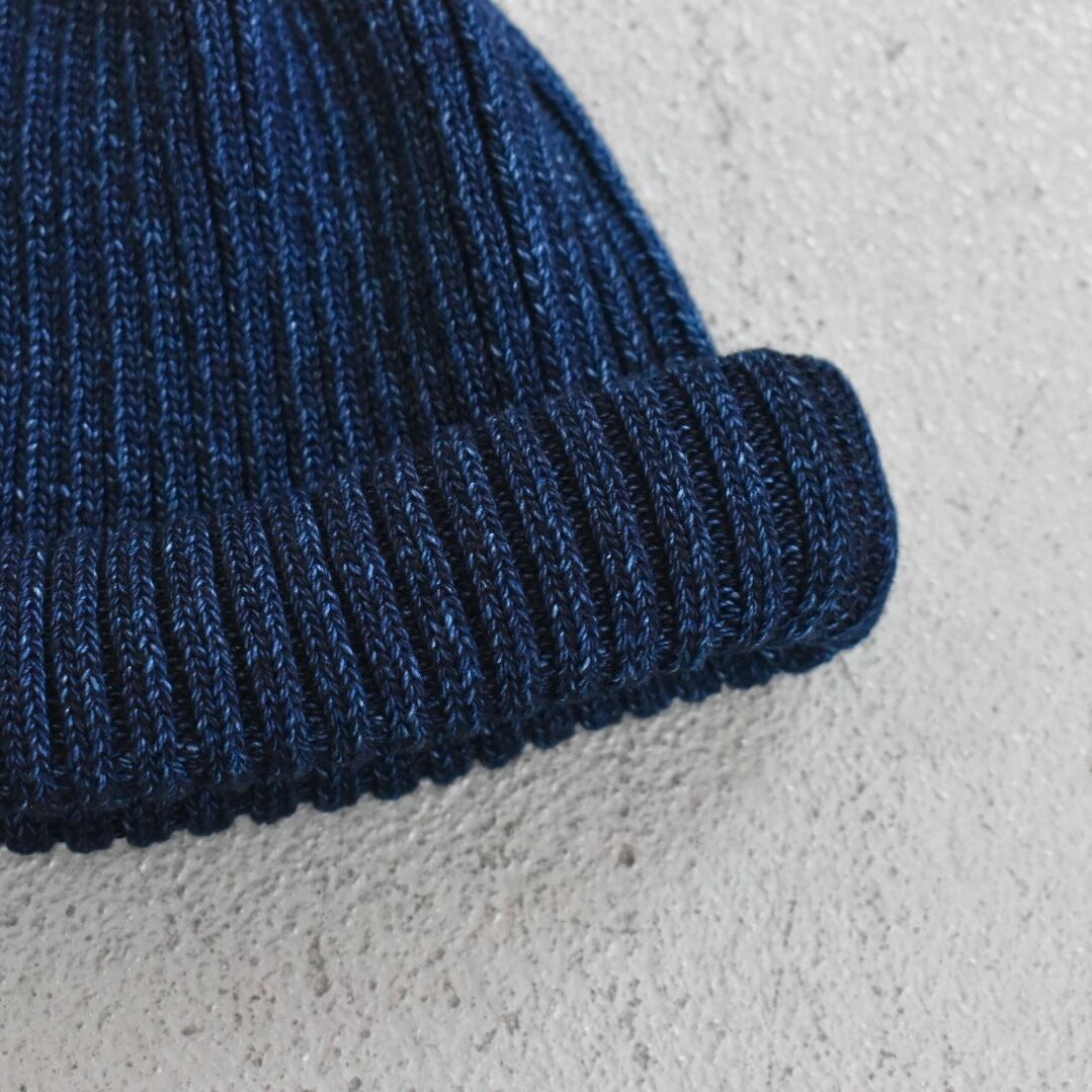 ROTOTO | INDIGO COTTON ROLL UP BEANIE コットン ニット キャップ
