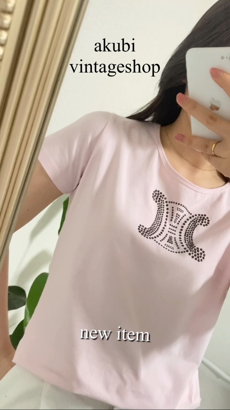 ○200031 celine tops セリーヌ トップス tシャツ 半袖 ピンク 春服