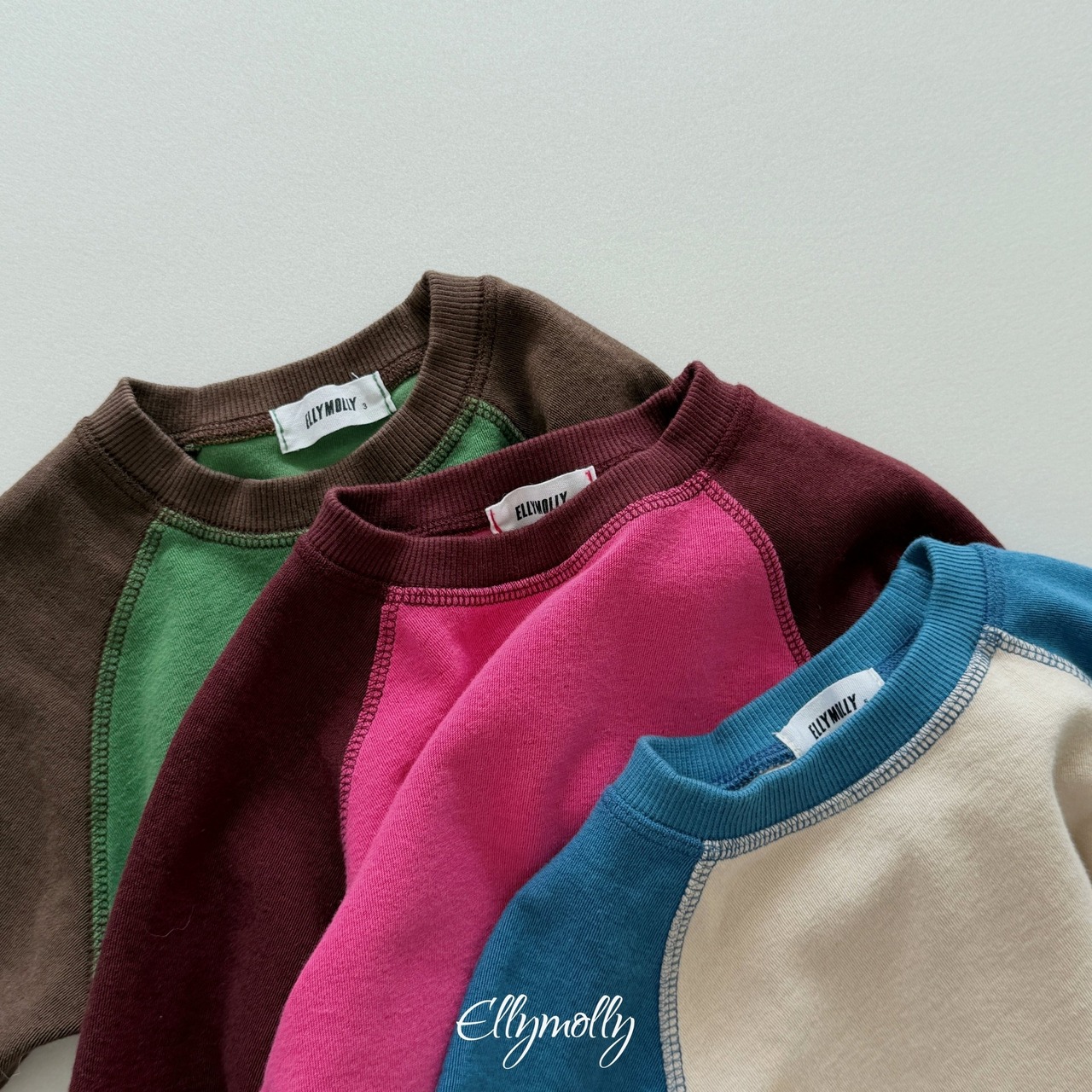 エリーモリー / ELLY MOLLY / ラオン配色ラグランTシャツ / 韓国子供服 / キッズ / 26winter〖取寄〗*3~11号*