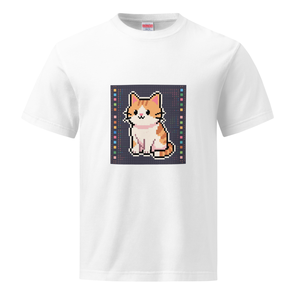ピクセル 猫 ドット ハイクオリティーTシャツ 白・黒 S/M/L/XL/XXL 各サイズ