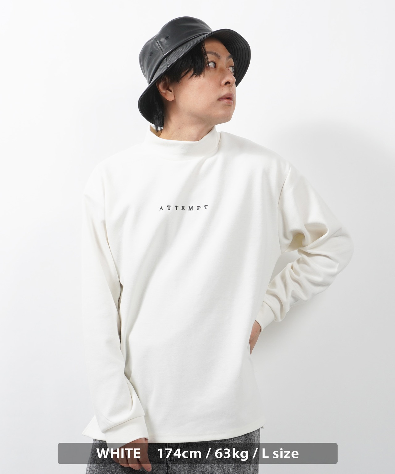 ◆ワンポイント刺繍 モックネック ロンT◆wi-688072
