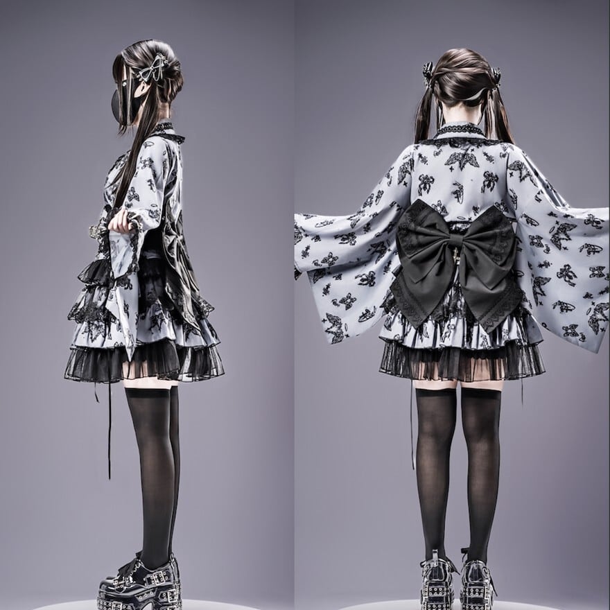 和ゴシック｜天使の羽プリント 和洋折衷セットアップ 羽織×スカート