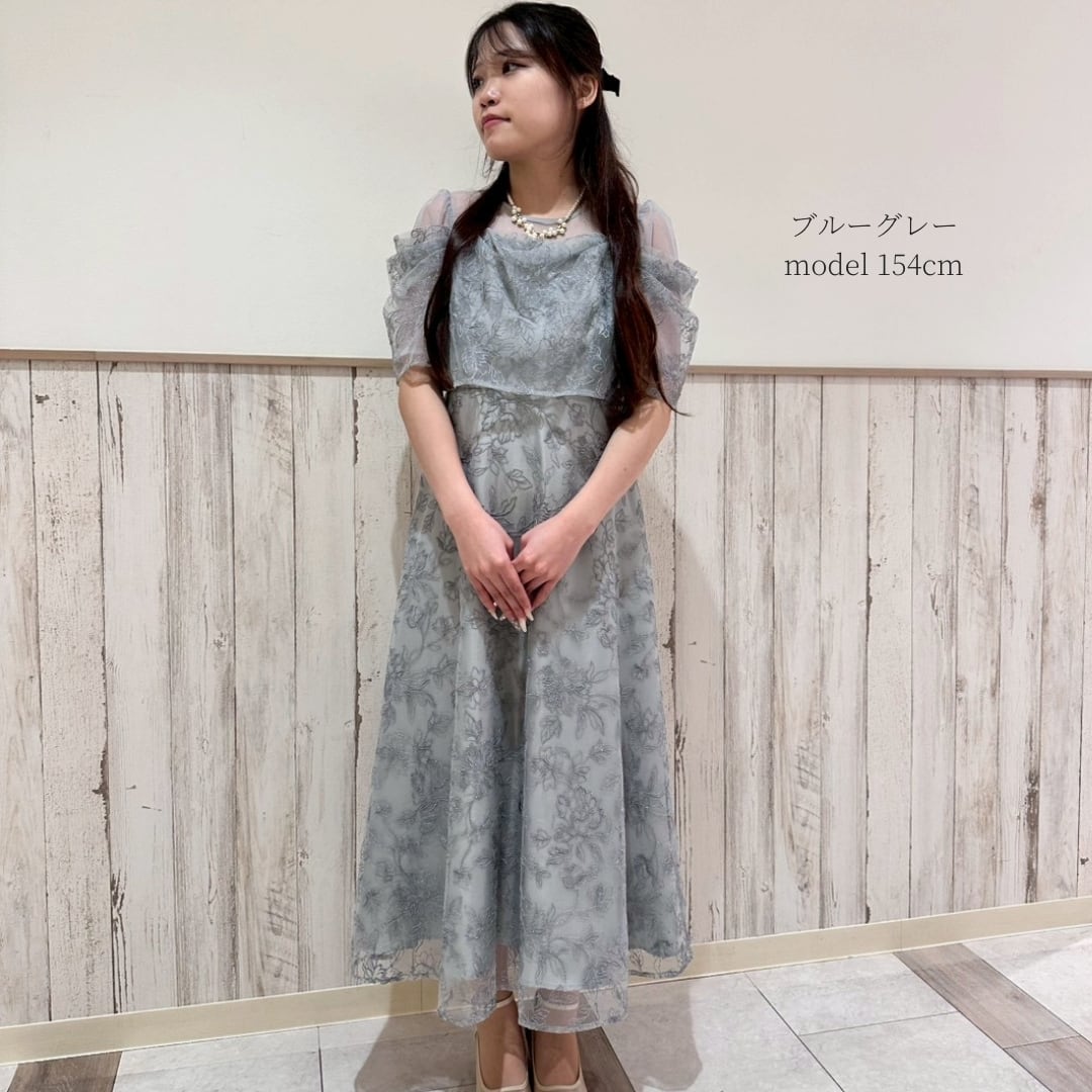 0402-157 オフショル風ラメ刺繍ドレス | a.r.azalearose