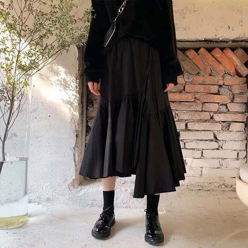 大きめプリーツティアードスカート　AJ1365-9901