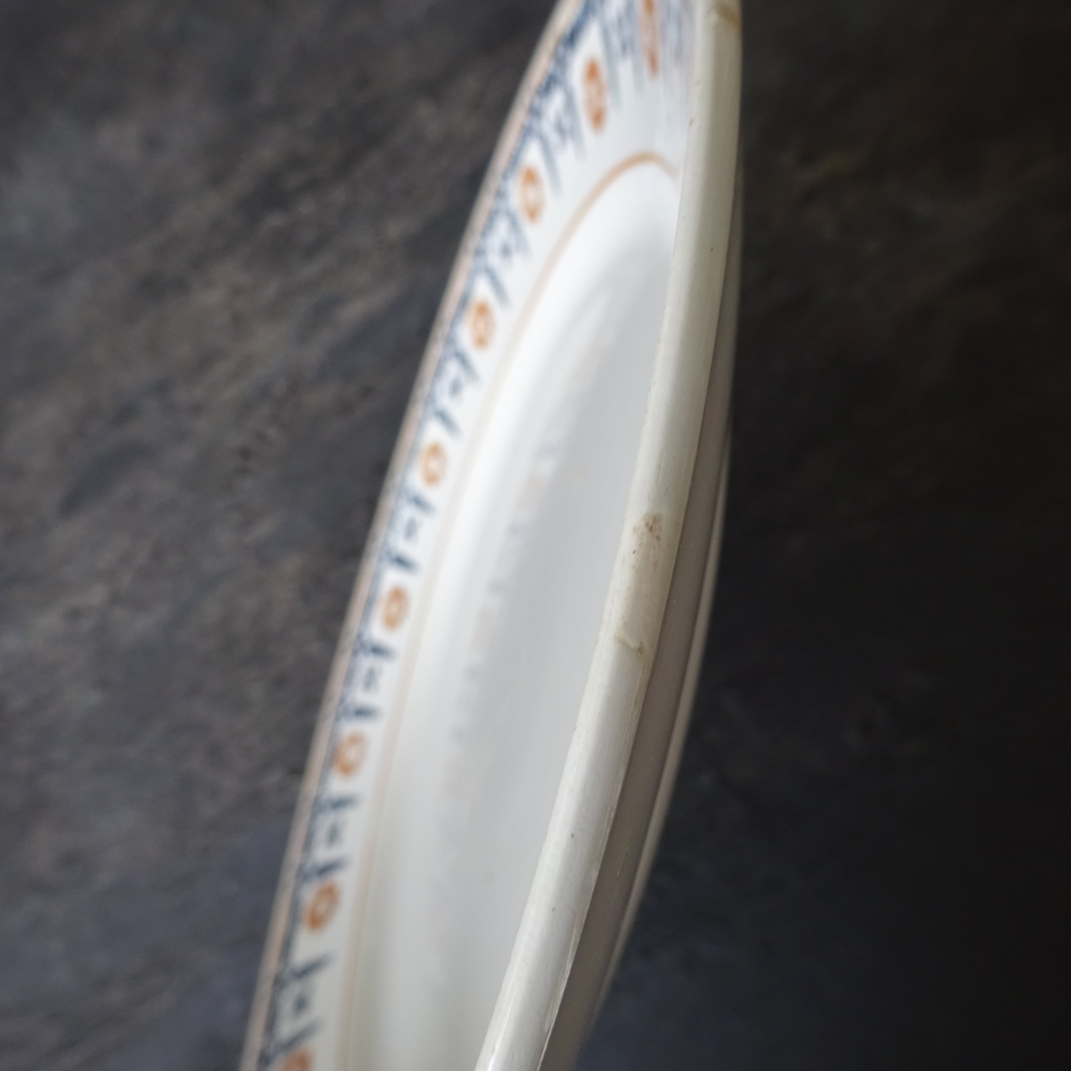 【 Épuisé 】ST AMANDINOISE* décor《floral sur le marli bleu et orange》 ensemble de 2 assiettes plates