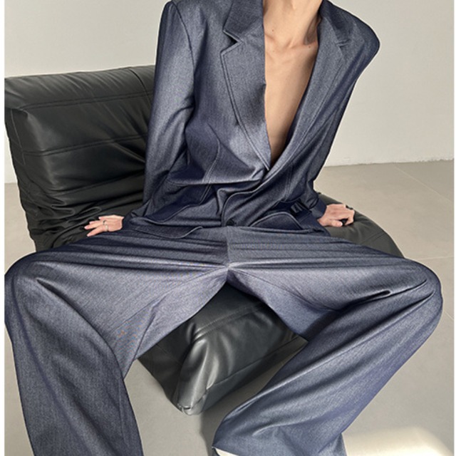 ルーズデニムジャケット＆パンツセットアップ　MSE0005