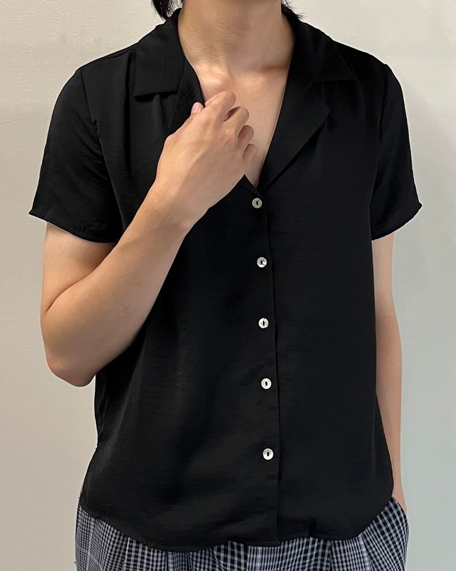 open collar shell button shirt