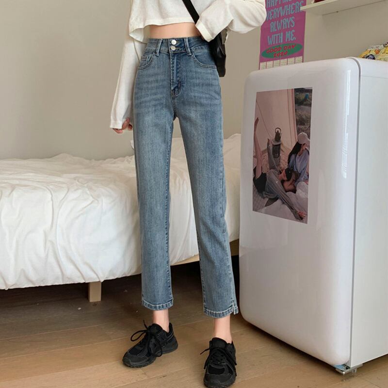 ジーンズ スリムスプリングオータムハイウェスト薄手パンツ 春物 秋物 試着室36793455692