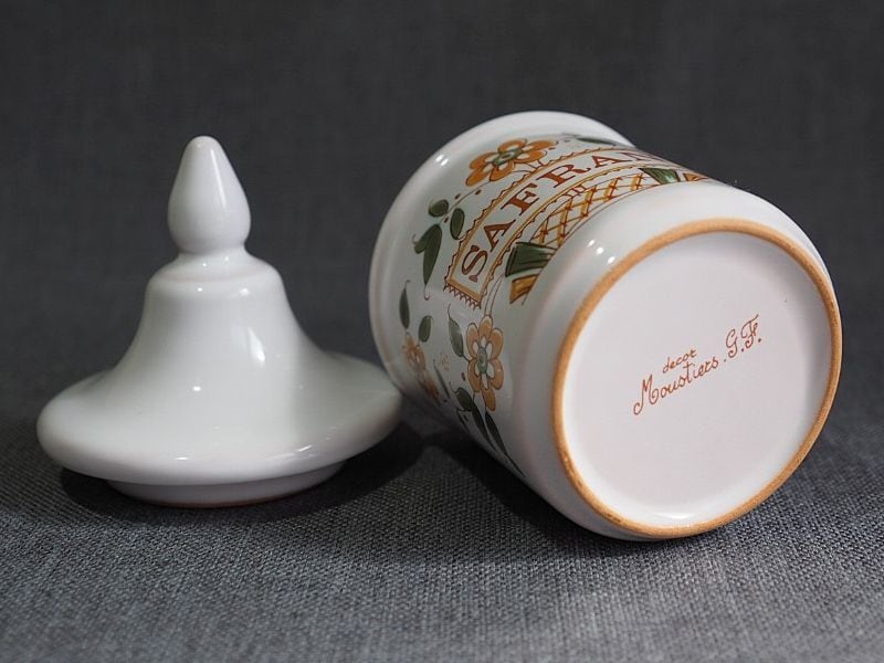ムスティエ焼き 陶器のキャニスター ハーブポット フランス ブロカント