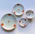 赤絵小花　セット　平皿3枚　小鉢1個　4点　普段使い　和食　朝食　新生活　スターター