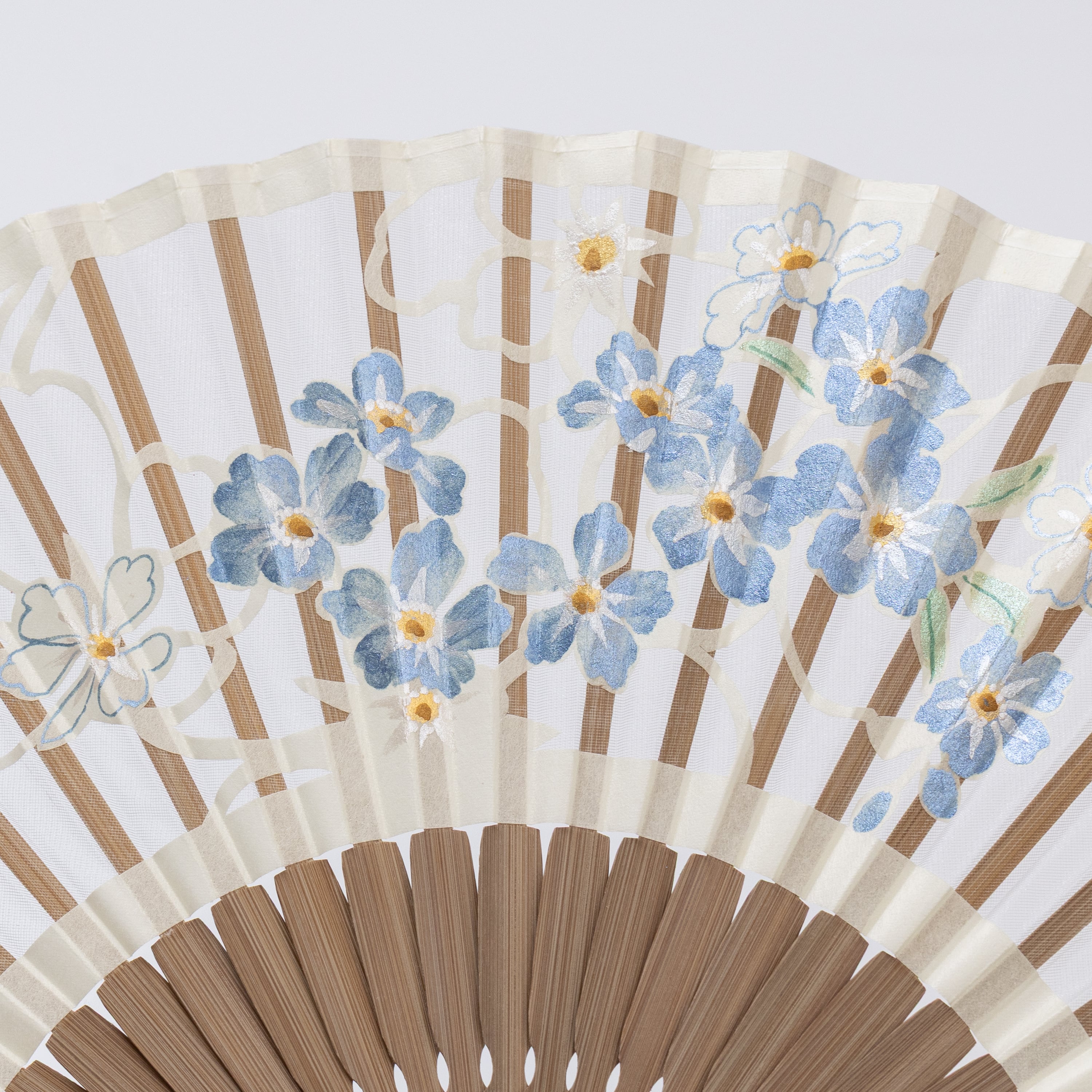 額透かし彫扇 紗月 わすれな草 白 | 紗月扇 京都【オンラインショップ