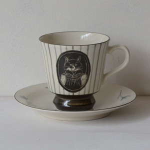長﨑絢 カップ＆ソーサー 猫（25-002-C）