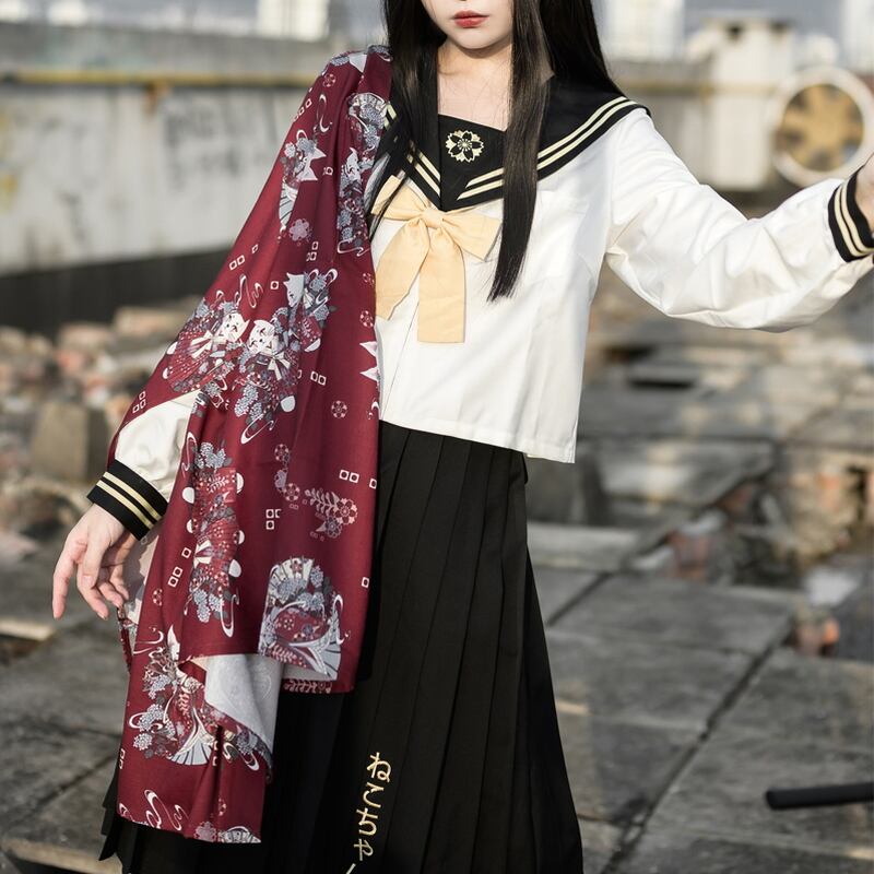 レトロ 羽織り 猫ちゃん 和装 闇かわいい JK制服 ストリート系バンギャ