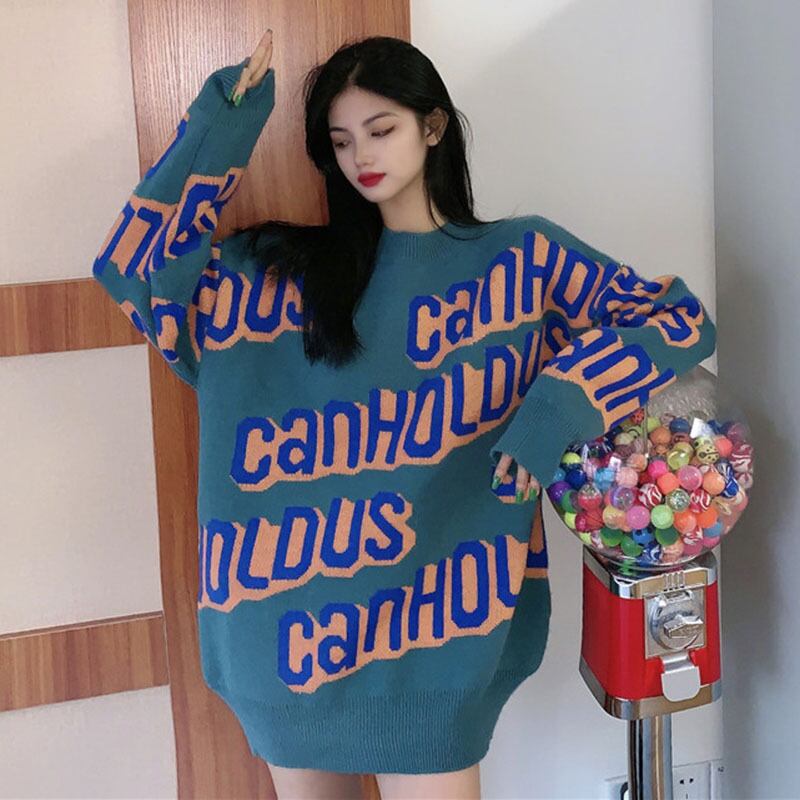 セーター ルーズニットオータムウィンタースタンダードスタイルプルオーバー トップス レトロ 秋物 冬物 YY-ファッション72460131209