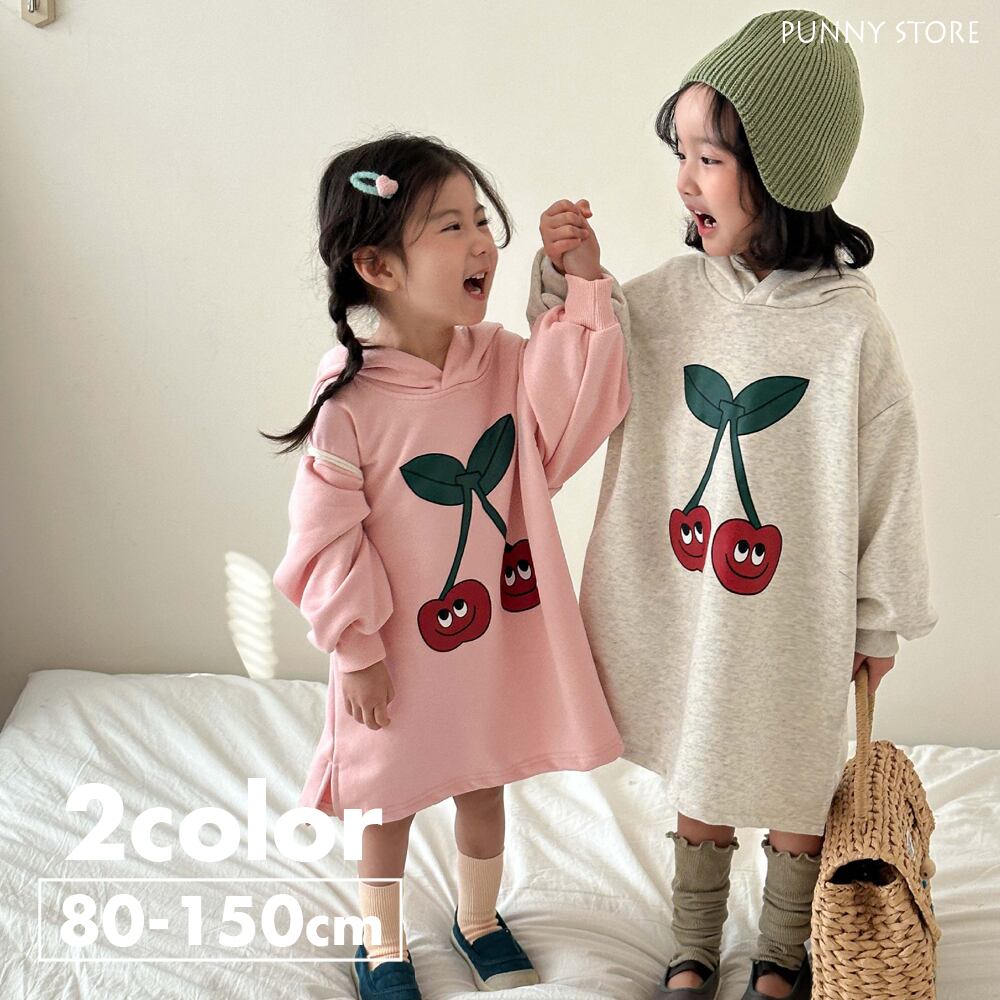 取寄》さくらんぼパーカーワンピース （全2色） QQMM 2024春 韓国子供