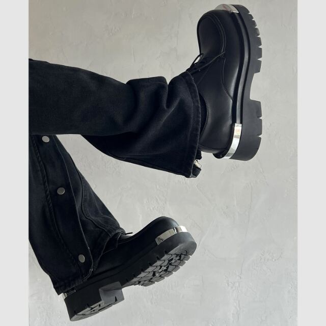 【予約販売】レザーシューズ 革靴 メンズ ローファー アイアントゥ レースアップ 厚底 シンプル 靴 デザイン フォーマル モード ブラック 黒 クラシカル お洒落 カジュアル シック パーティー 結婚式 24cm/24.5cm/25cm/25.5cm/26cm/26.5cm/27cm