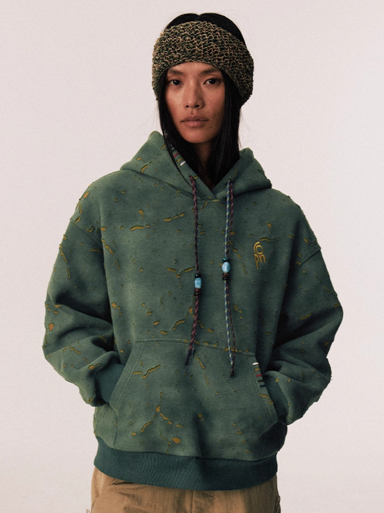 CONP Jade Stone Crack Pattern Hoodie
