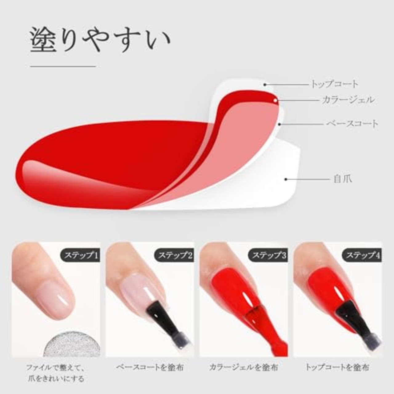 Missgooey ジェルネイル トップコート ノンワイプトップジェル UV/LED対応 初心者&プロ用 拭き取り不要 最上級の艶 長持ち 13ml