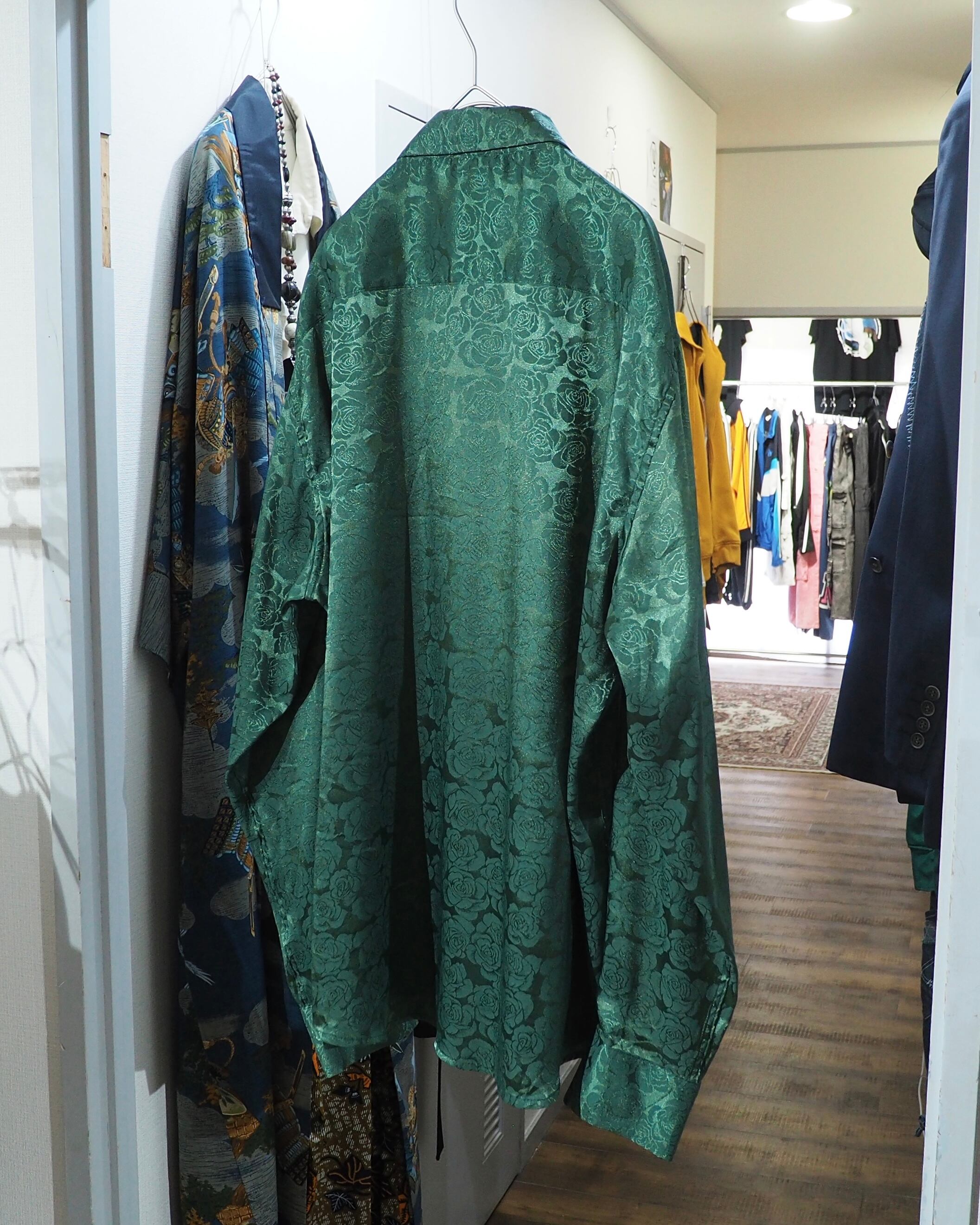 Beautiful Rose Flower Glossy pattern Drape loose Dress shirt