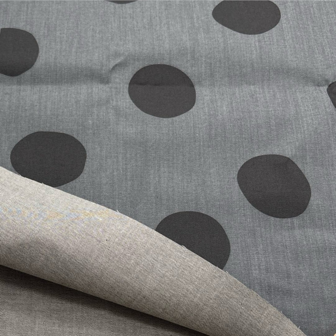 TC452◆1m◆M◆製作事例あり◆綿100%6オンスデニム生地◆マレファブ◆水玉模様