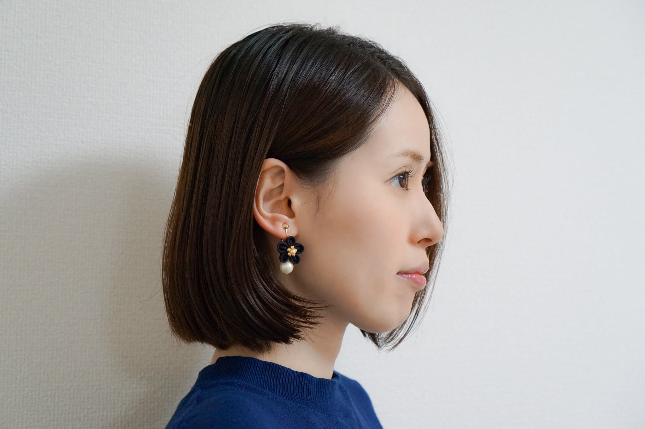 つまみ細工ピアスNO.2*Deep color*