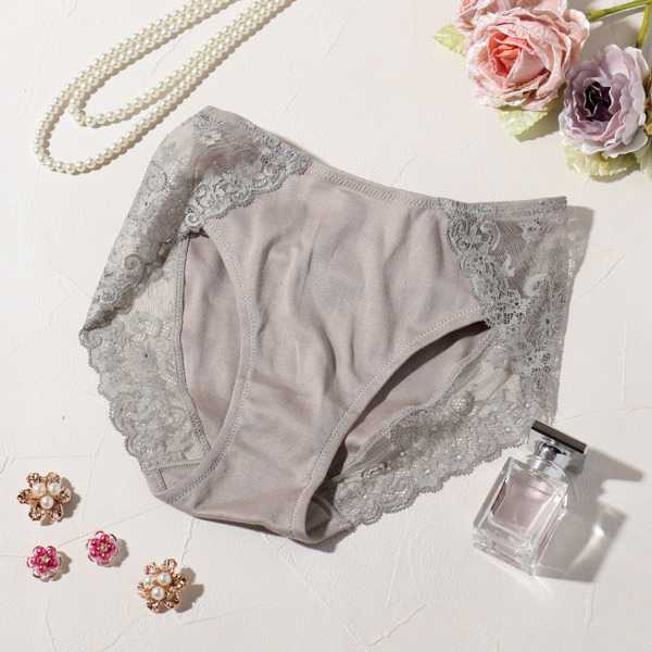 アロマティック AROMATIQUE レディース ショーツ インナーウェア コットン 綿 レース リバーレース サイドレース 締め付けない 日本製 プレゼント ギフト おしゃれ M L アッシュ グレージュ E713AR At013