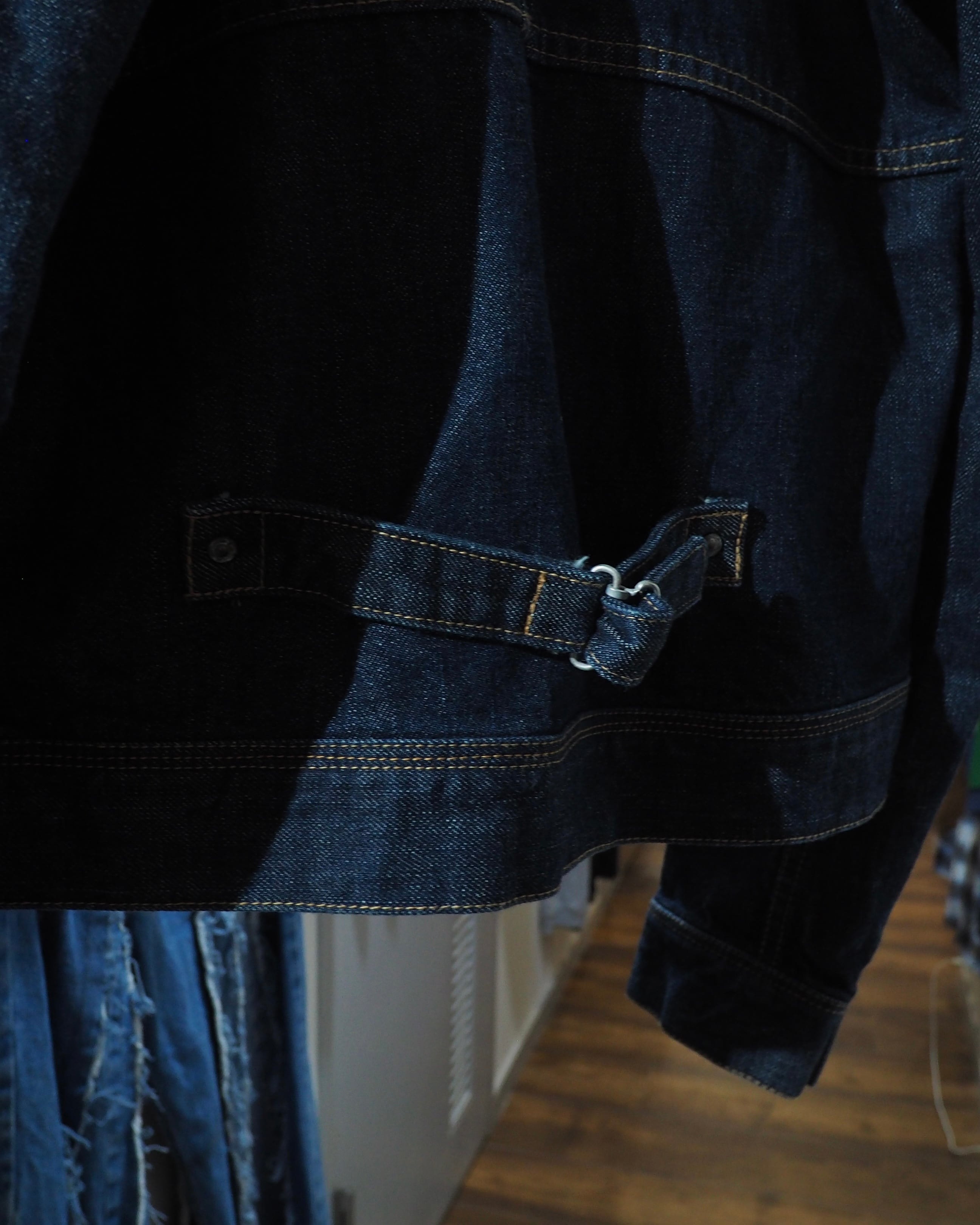 " R.NEWBOLD " Dark Indigo × Silver Metal zip Denim Trucker jacket