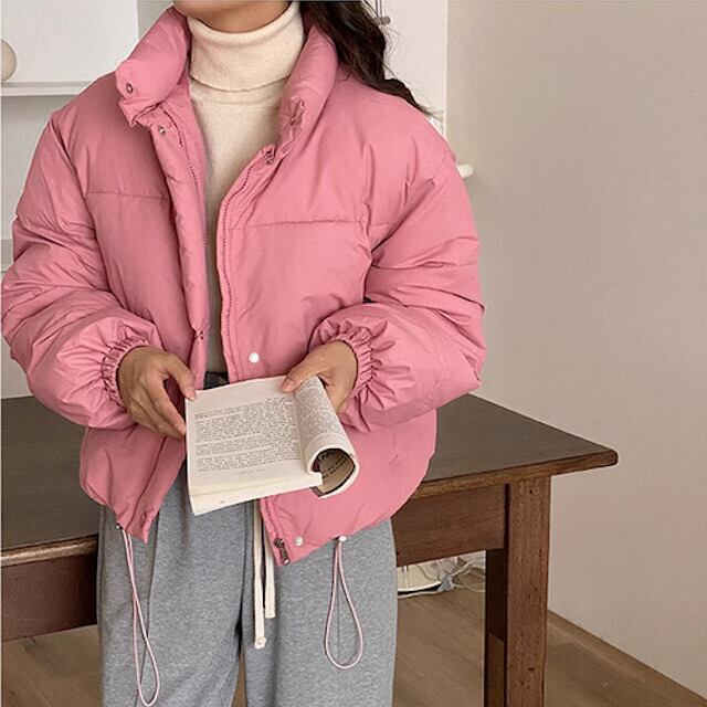 ダウン レディース アウター ショート丈 かわいい おしゃれ あたたかい 防寒 冬 レジャー お出かけ カラバリ豊富 ブラック/パープル/ピンク/ブルー/イエロー/オフホワイト S/M/L/XL