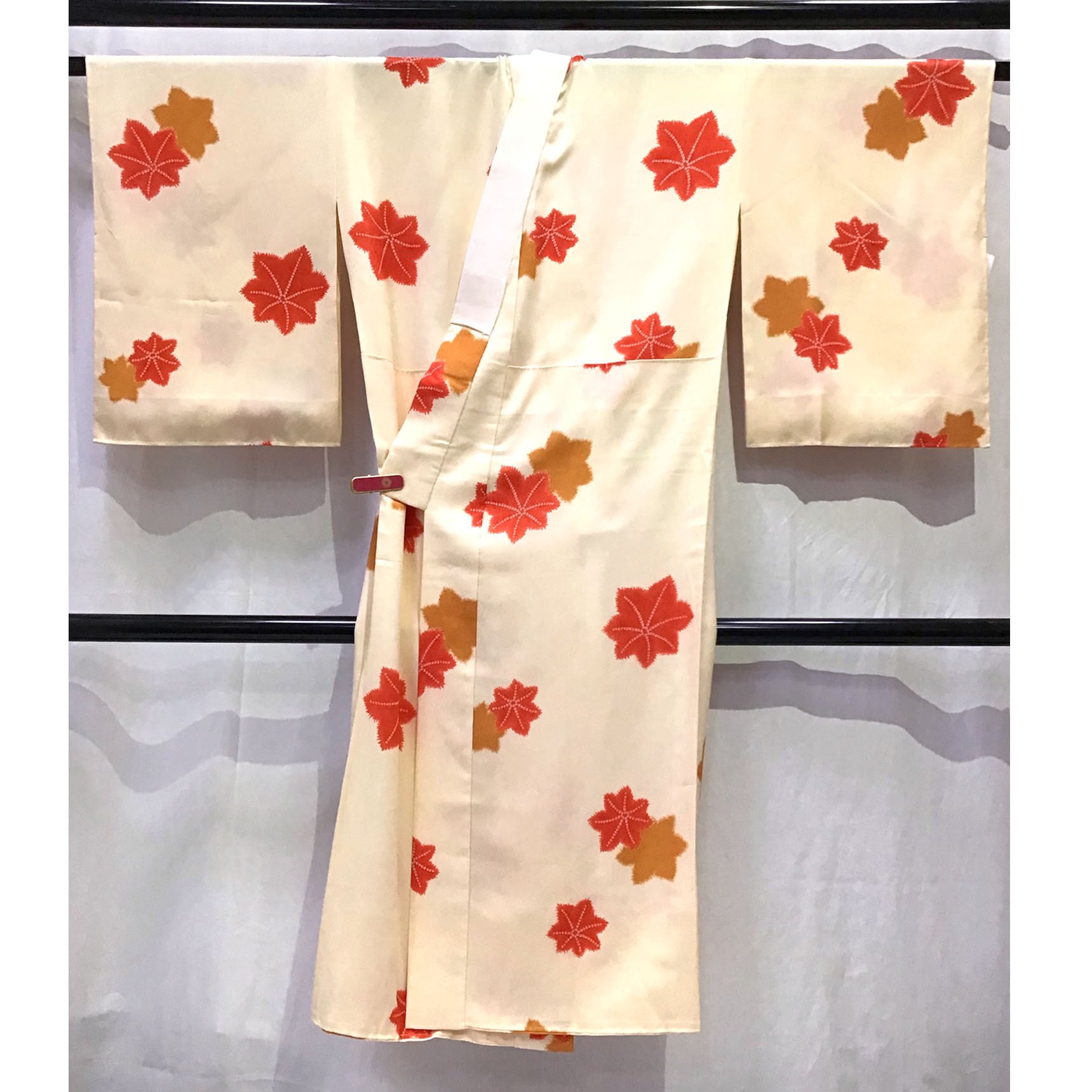 着物・襦袢・正絹・紅葉柄・クリーム地・No.200701-1126・梱包サイズ60