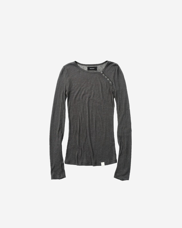 [999HUMANITY] SHEER SNAP LONGSLEEVE (CHARCOAL) 正規品  韓国 ブランド 韓国ファッション 韓国代行 999 ヒューマニティ HUMANITY 日本 店舗