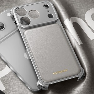 ◆iPhone17/16/Pro/Pro Max◆ Metal × Genuine Leather Back Panel Phone Case / メタル 本革 レザー バックパネル スマホケース
