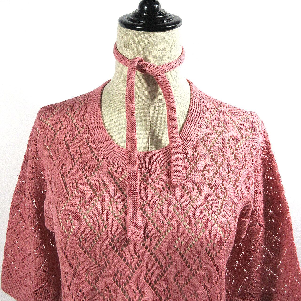 582 pink lace tops / ピンク レース トップス / レース編み / サマー