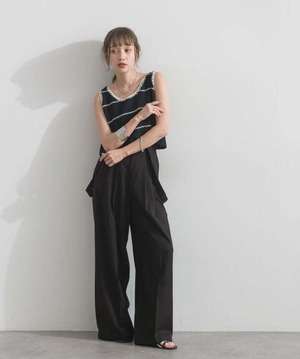 2603044 配色ラインペプラムニットタンクトップ black