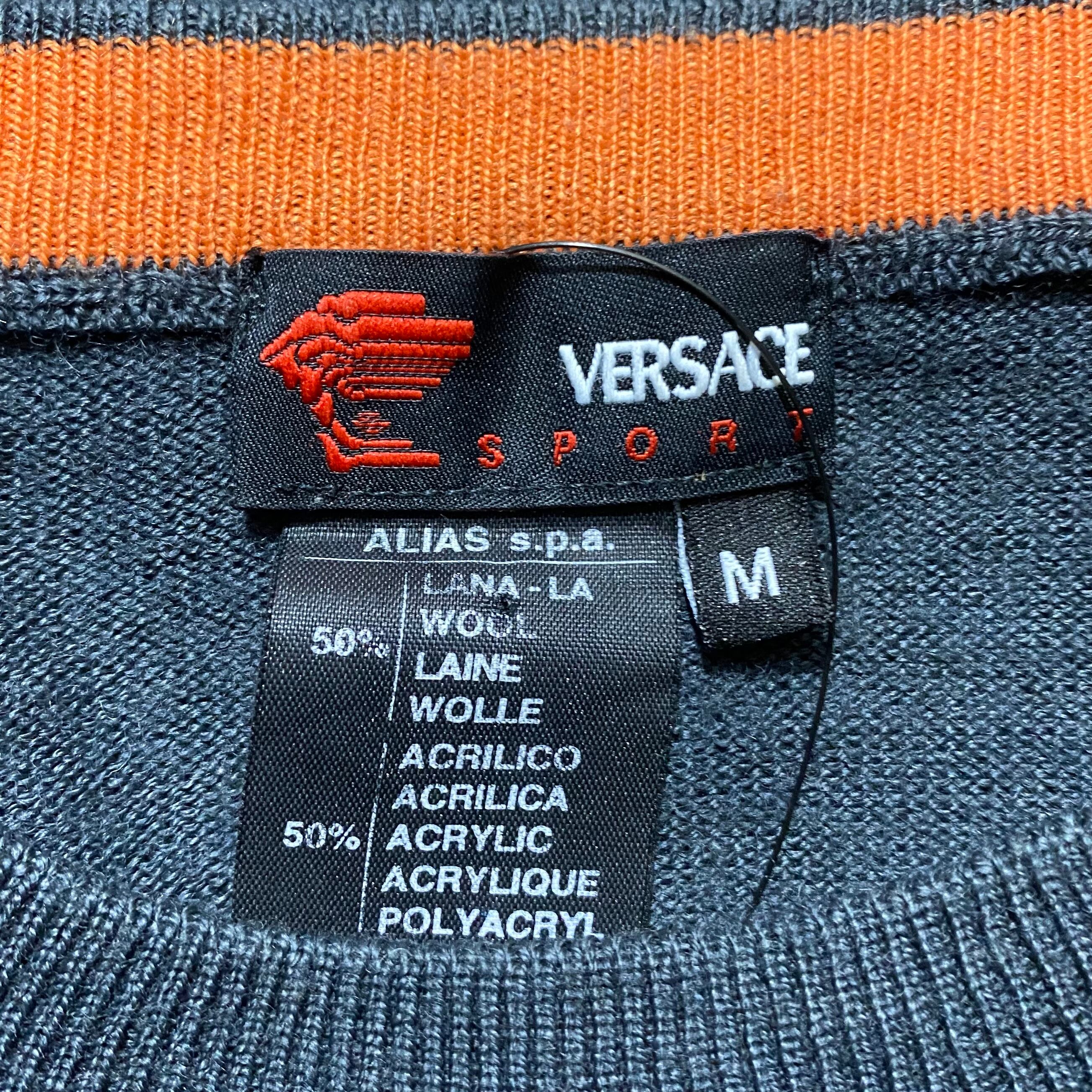 VERSACE SPORT logo embroidery crew neck sweater NOIR ONLINE