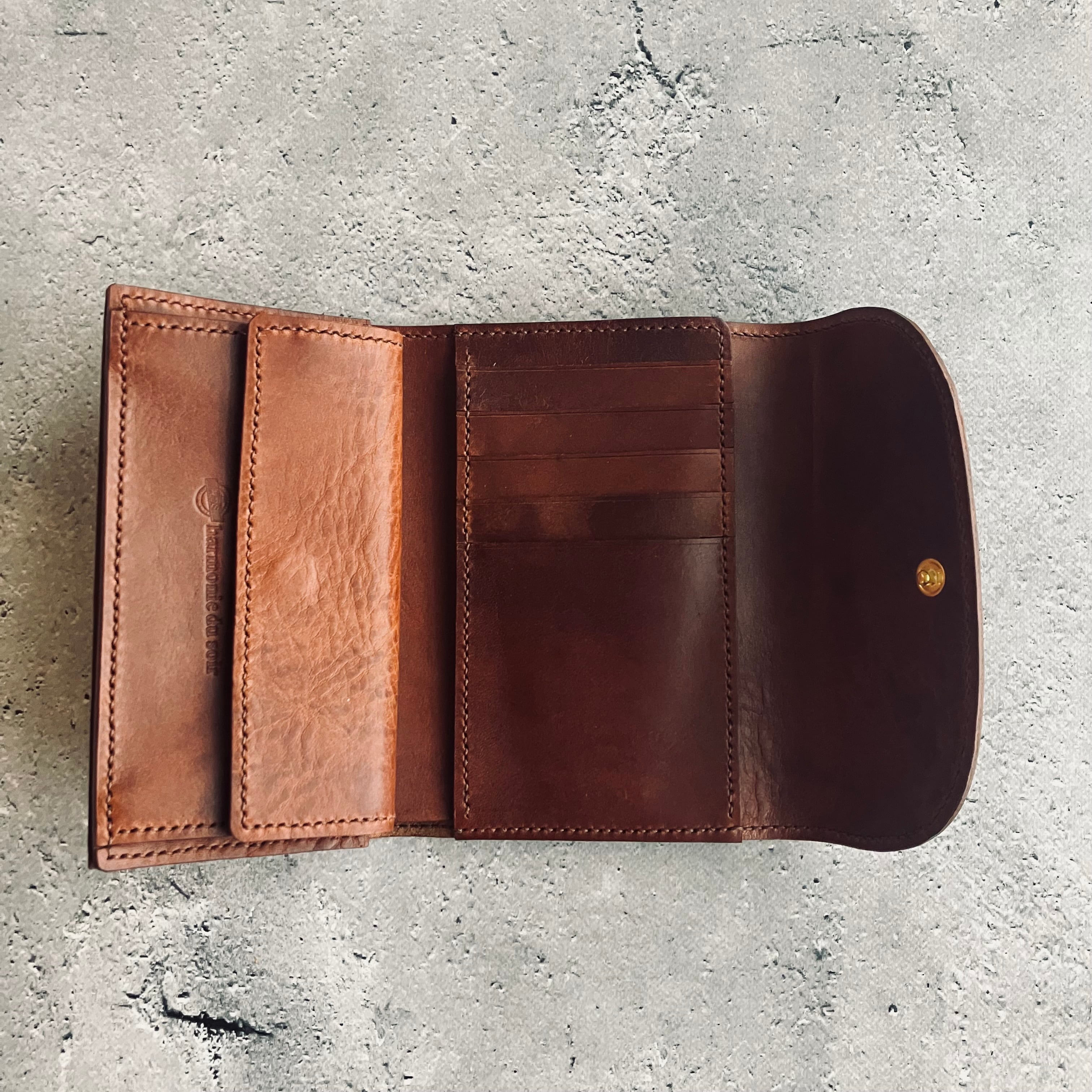 MIDDLE WALLET】三つ折り財布 ダークブラウン | 革財布・革小物の