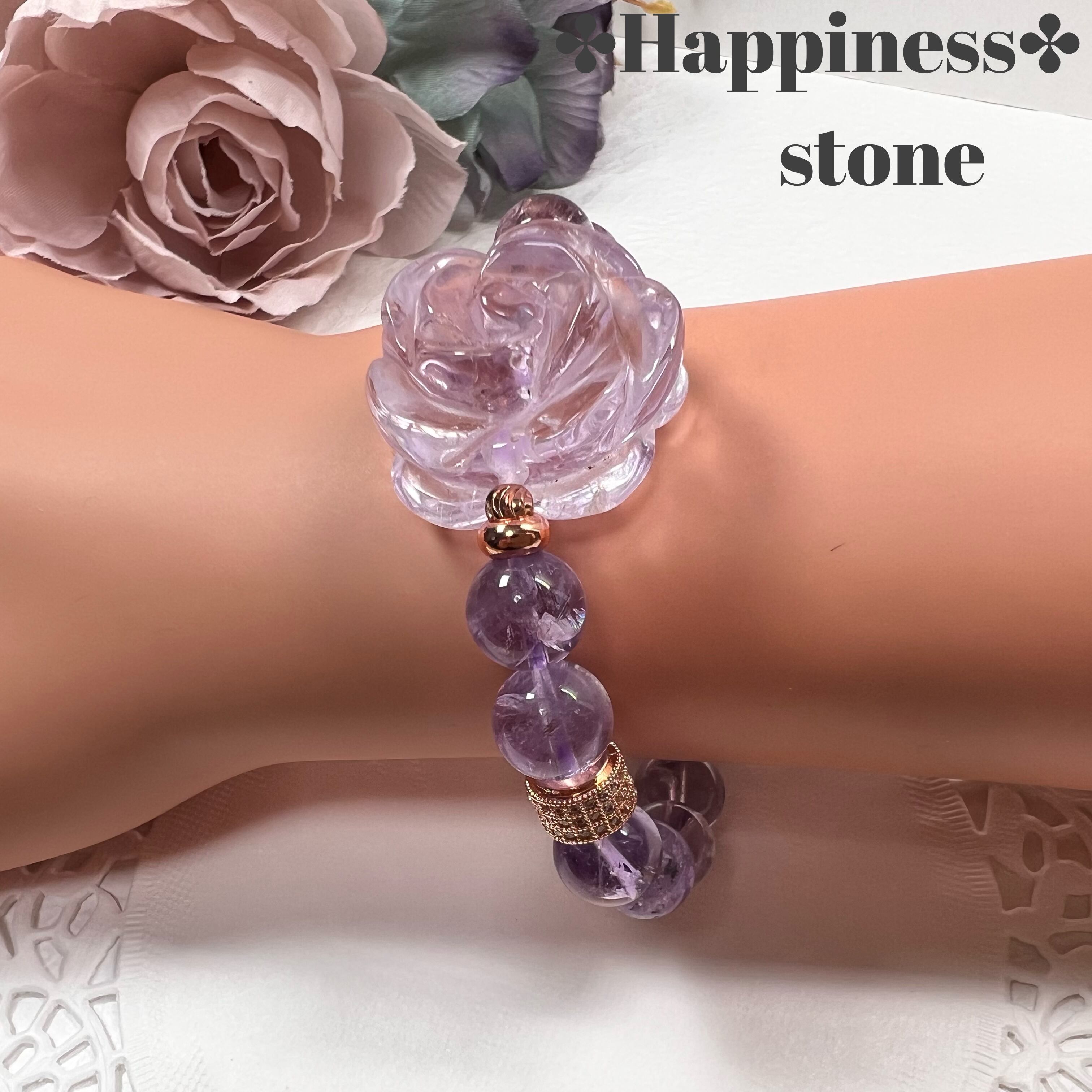 【アメジスト薔薇ブレスレット❁¨̮】♥送料無料♥天然石 パワーストーン