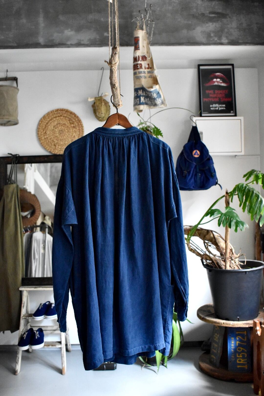 1920's− vintage “French indigo linen smock” | KEY WEB STORE