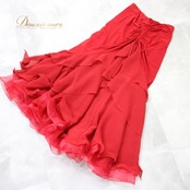 社交ダンス 衣装 スタンダード スカート レッスンウェア オールシーズン 赤 レッド系 Create-Sun クリエイトサン 無地 派手 目立つ フレア スカート フェスティバル ダンスウェア 伸縮性 コスチューム おしゃれ ウエストゴム 艶やか 目を引く 縦長 デザイン シルエット 美しい レディース 洋服