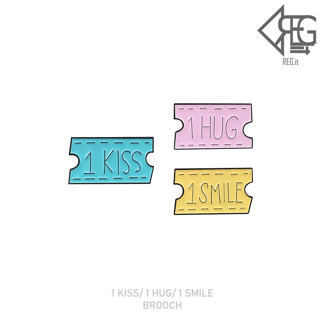 【即納】1 KISS/ 1 HUG/ 1 SMILE BROOCH 韓国ファッション ピンズ ピンバッジ アクセサリー ユニークピンバッジ かわいいピンバッジ 個性的なピンバッジ