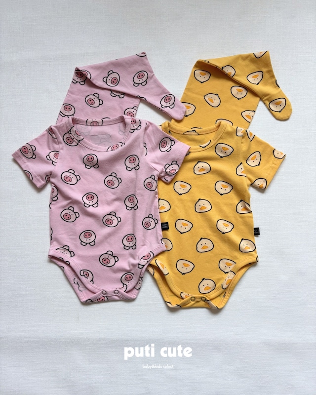 baby ꒰ 即納 ꒱  Happy friends suit (bonnet set) / oottbebe ⸝⋆